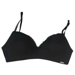 Nautica Intimates Black Bra 36C Lightly Lined Lace Trim